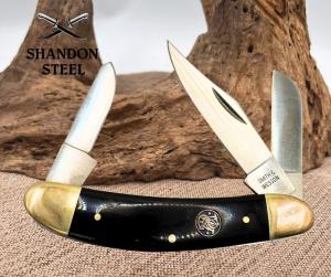 Smith amp Wesson Sow Belly Pocket Knife CH506BH Buffalo Horn Handle 3 Blade 114