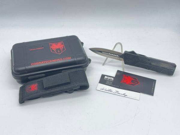 COBRATEC KNIVES Lightweight Black Spear Point OTF Automatic w/ Sheath in OMP BOX COBRATEC KNIVES Lightweight Black Spear Point OTF Automatic w/ Sheath in OMP BOX