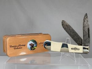 BEAR amp SON CHIV223LD Limited Edition Damascus Ivory Jumbo Trapper Knife IN OMP BOX