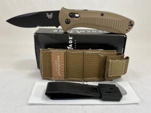 BENCHMADE USA 5000BKSN Mel Perdue Design Tan Axis Lock Auto Presidio w/ OMP BOX
