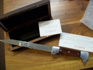 A.G.A. Campolin Snake Wood Double Liner Lock Switchblade BBQ Knife 13 1/2" #115 of 200 Rare!