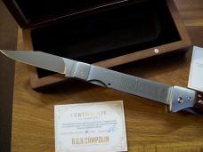 A.G.A. Campolin Snake Wood Double Liner Lock Switchblade BBQ Knife 13 1/2" #115 of 200 Rare!