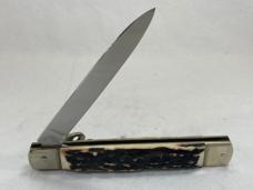 HUBERTUS KNIVES 10-inch Genuine Stag Drop Point Leverlock Automatic