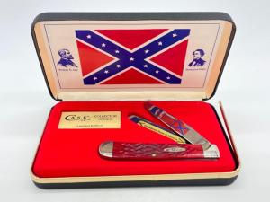 1995 CASE DR6254 SS Civil War Confederate Red Jigged Bone Trapper w/ OMP Box