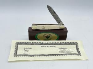 Vintage WEIDMANNSHEIL Solingen Antique Ivory Damascus Lockback w/ OMP Box