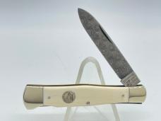 Vintage WEIDMANNSHEIL Solingen Antique Ivory Damascus Lockback w/ OMP Box