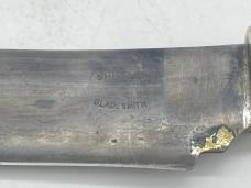 SHIVA KI Bladesmith Ivory & Horn Turquoise Butt Cap Skinner w/ Sheath