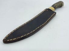 SHIVA KI Bladesmith Ivory & Horn Turquoise Butt Cap Skinner w/ Sheath