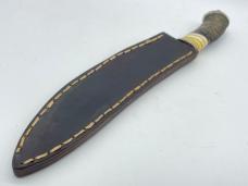 SHIVA KI Bladesmith Ivory & Horn Turquoise Butt Cap Skinner w/ Sheath