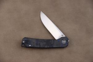 QSP Osprey - 3.25" 14C28N, Black/Blue G10/CF Folding QS139G1