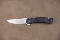QSP Osprey - 3.25" 14C28N, Black/Blue G10/CF Folding QS139G1