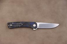 QSP Osprey - 3.25" 14C28N, Black/Blue G10/CF Folding QS139G1