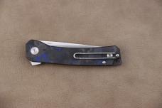 QSP Osprey - 3.25" 14C28N, Black/Blue G10/CF Folding QS139G1