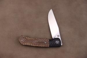 QSP Gannet - 3.25" 154CM, Tan Micarta/Red CF Folding QS137B