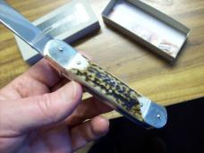 Hubertus Knife Solingen, Germany Large Size 11 Spear-Point Blade Genuine Stag/Antler NIB