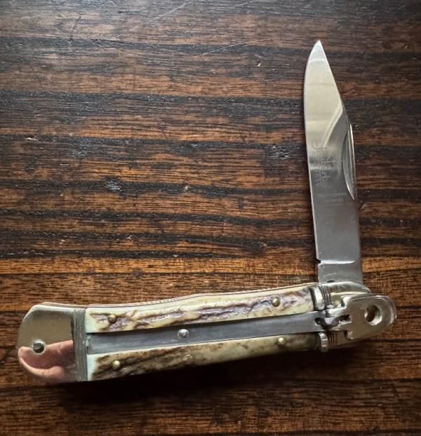 Hubertus 10cm Leverlock Stag Clip Blade