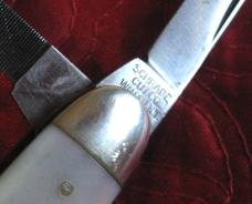 Schrade Cut Co. 4 bl pen knife w/pearl scales. UNSHARPENED