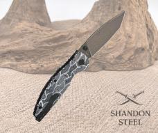 QSP Turtle Punk Pocket Knife 14C28N Blade Black/White G10 Handle QS158-B2