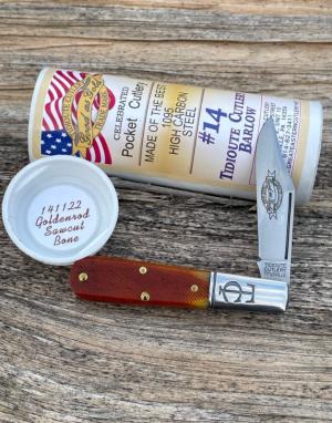 GEC TIDIOUTE ** 141122 GOLDEN ROD SAWCUT BONE TC BARLOW 1095 CARBON STEEL KNIVE 