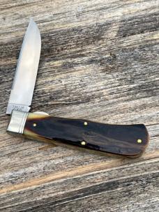GEC NORTHFIELD ** 235120-L ANTIQUE AUTUMN NATURAL BONE PIONEER TRAPPER 1095 CARBON STEEL KNIFE