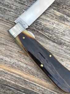 GEC NORTHFIELD ** 235120-L ANTIQUE AUTUMN NATURAL BONE PIONEER TRAPPER 1095 CARBON STEEL KNIFE