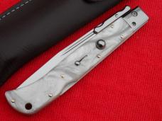 New 11" Italian Roma style Swinguard Switchblade knife Pearl white handles