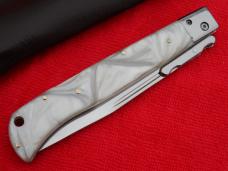 New 11" Italian Roma style Swinguard Switchblade knife Pearl white handles