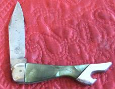JACKSON, Fremont, OH 1bl "LEG KNIFE w/Green Pyremite scales