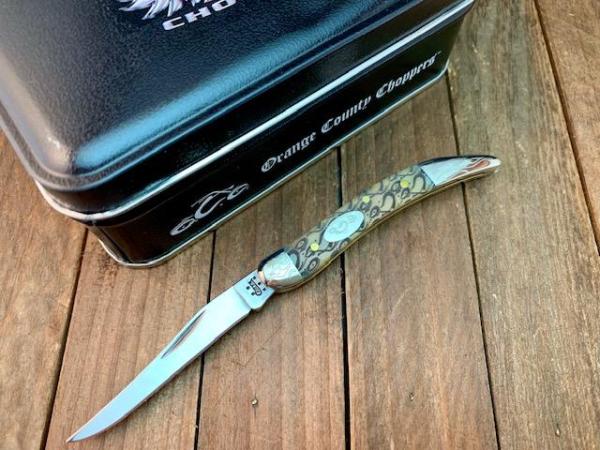 Case Tiny Toothpick SFO Orange County Choppers (OCC) Jigged Bone Scrolled Bolsters 2005 Case Tiny Toothpick SFO Orange County Choppers (OCC) Jigged Bone Scrolled Bolsters 2005