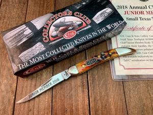 Case Tiny Toothpick Peach Seed Jigged Autumn Bone 2018 CCC Junior Member Club Knife 