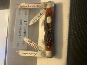 (RED) SPECIAL MADE BONE CASE CONGRESS MINT DEEP ETCHED ALL BLADES
