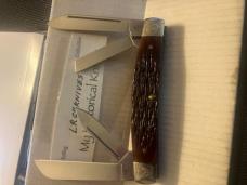(RED) SPECIAL MADE BONE CASE CONGRESS MINT DEEP ETCHED ALL BLADES