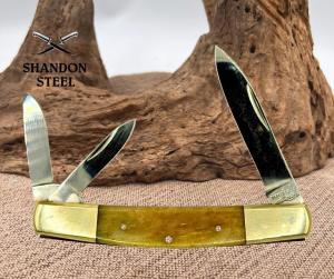 PARKER CUT. VINTAGE SMOOTH BONE SWAY BACK 3 Blade WHITTLER KNIFE GETTYSBURG -141
