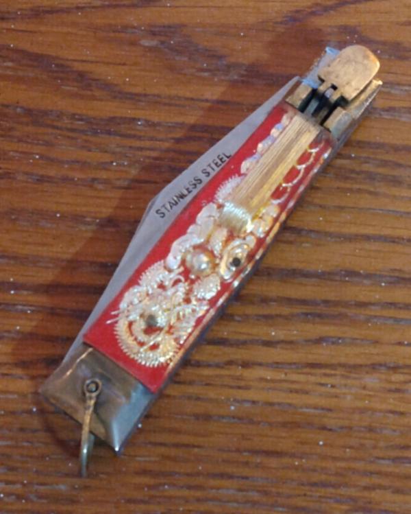 Vintage '70s Era Red Mexican Bullfighter Tourist Switchblade Nice! Vintage '70s Era Red Mexican Bullfighter Tourist Switchblade Nice!