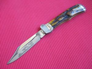 Vintage JAEGER BROS. Stag AERIAL Switchblade Knife with Etch