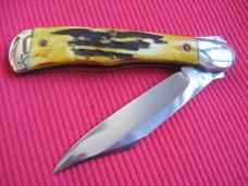 Vintage JAEGER BROS. Stag AERIAL Switchblade Knife with Etch