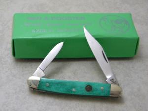 Hen and Rooster Solingen Germany 302-GSB Green Bone Small Pen Knife NIB
