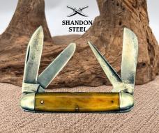 Camillus Forged USA VTG Carbon Steel Bone Handle Pocket Knife 4 Blades (147)