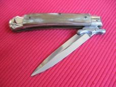Italian MEDICI White Horn Swing Guard STILETTO Switchblade Knife - New Old Stock!