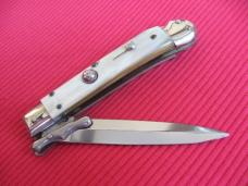 Italian MEDICI White Horn Swing Guard STILETTO Switchblade Knife - New Old Stock!
