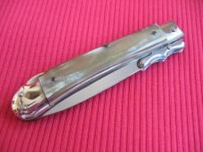 Italian MEDICI White Horn Swing Guard STILETTO Switchblade Knife - New Old Stock!