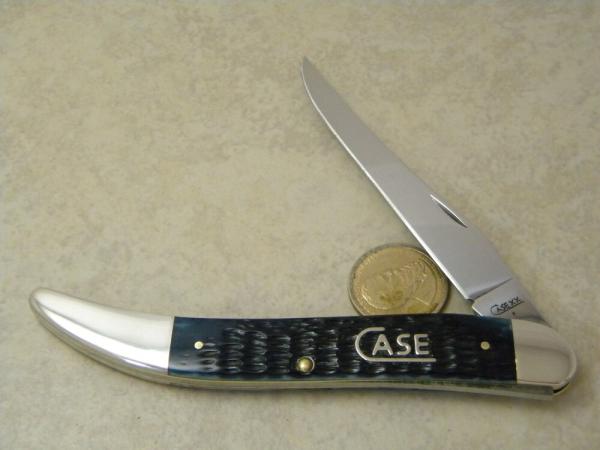Case XX USA 1 Dot (2009) Silver Script 610098 Blue Bone Toothpick Knife Case XX USA 1 Dot (2009) Silver Script 610098 Blue Bone Toothpick Knife