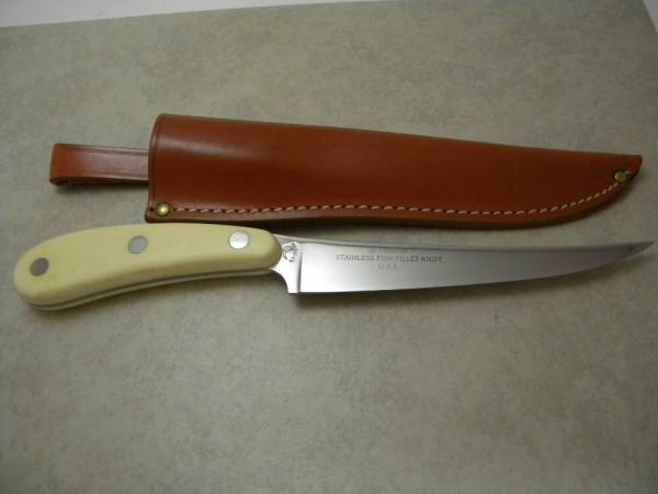 Imperial (Frontier) USA 442F Fixed Blade Fish Fillet Knife w/Leather Sheath Imperial (Frontier) USA 442F Fixed Blade Fish Fillet Knife w/Leather Sheath