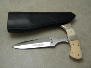 Parker Cut Co Japan Bone Push Dagger Lockback Knife w/Sheath
