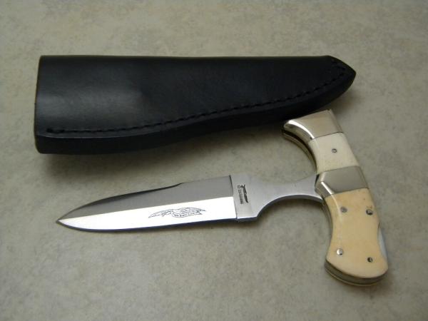 Parker Cut Co Japan Bone Push Dagger Lockback Knife w/Sheath Parker Cut Co Japan Bone Push Dagger Lockback Knife w/Sheath