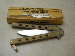 Parker-IMAI K-534 Japan Eagle Brand Balisong Large Brass Butterfly Knife in Box
