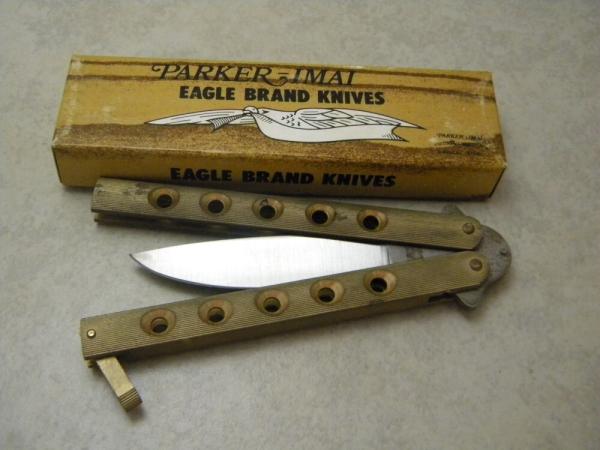 Parker-IMAI K-534 Japan Eagle Brand Balisong Large Brass Butterfly Knife in Box Parker-IMAI K-534 Japan Eagle Brand Balisong Large Brass Butterfly Knife in Box