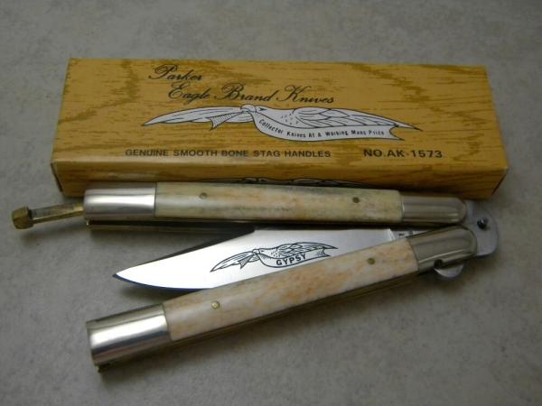 Parker Eagle Brand Japan No. 1573 Bone "Gypsy" Butterfly/Wrist Flicker Knife in Box Parker Eagle Brand Japan No. 1573 Bone "Gypsy" Butterfly/Wrist Flicker Knife in Box