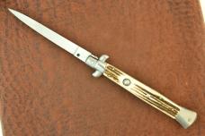 FRANK B BELTRAME ITALY GENUINE STAG 10.75 INCH STILETTO AUTOMATIC AUTO SWITCH BLADE NICE (249730