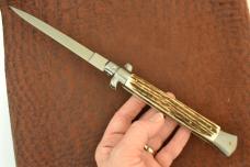 FRANK B BELTRAME ITALY GENUINE STAG 10.75 INCH STILETTO AUTOMATIC AUTO SWITCH BLADE NICE (249730